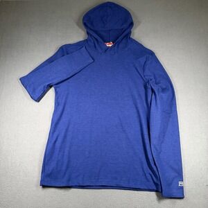 Avalanche Shirt Mens Medium Blue Long Sleeve Hooded V Neck Zip Pocket Athletic